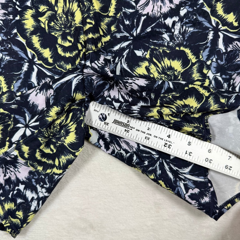 oiselle Black Floral Running Shorts with Yellow Highlights - Picture 6 of 10